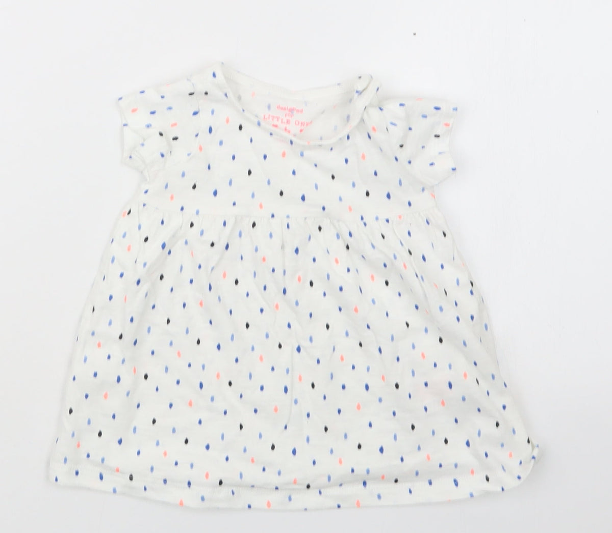 F&F Girls White   Basic T-Shirt Size 3-6 Months  - Long