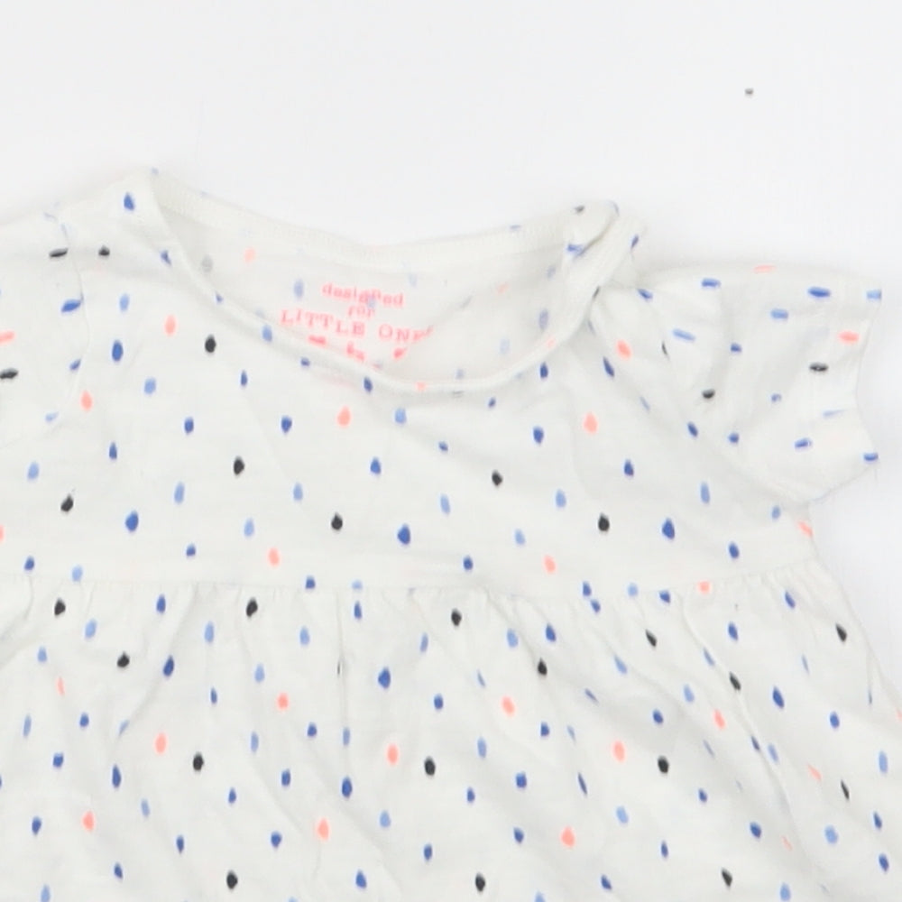 F&F Girls White   Basic T-Shirt Size 3-6 Months  - Long