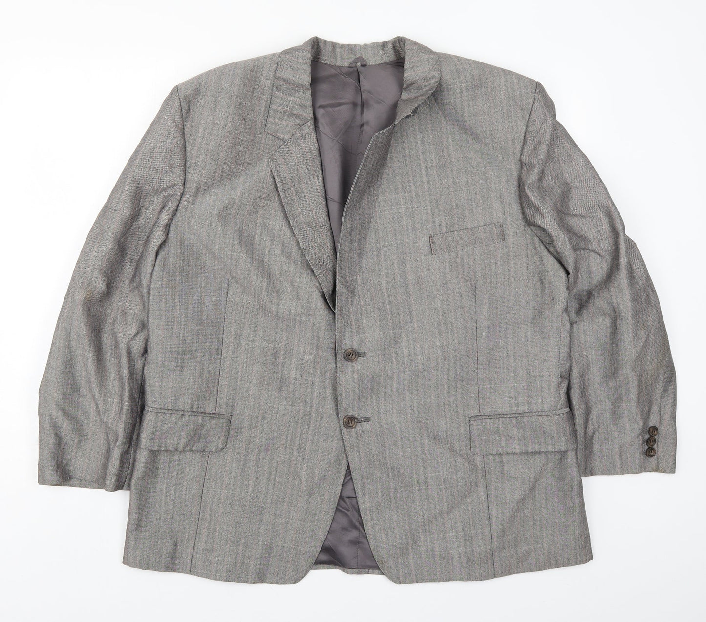 David Benedict Mens Grey Striped  Jacket Suit Jacket Size 44  - Pink