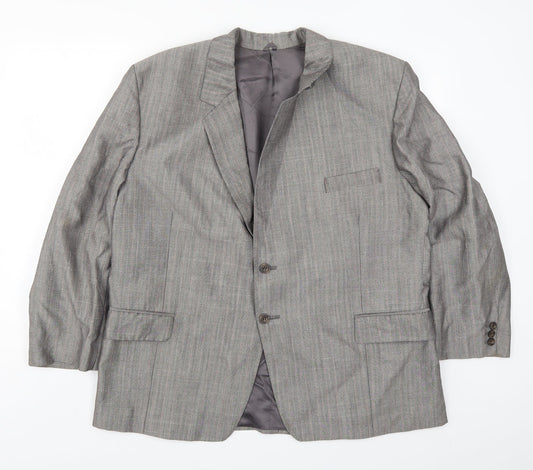 David Benedict Mens Grey Striped  Jacket Suit Jacket Size 44  - Pink
