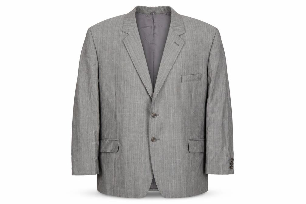 David Benedict Mens Grey Striped  Jacket Suit Jacket Size 44  - Pink