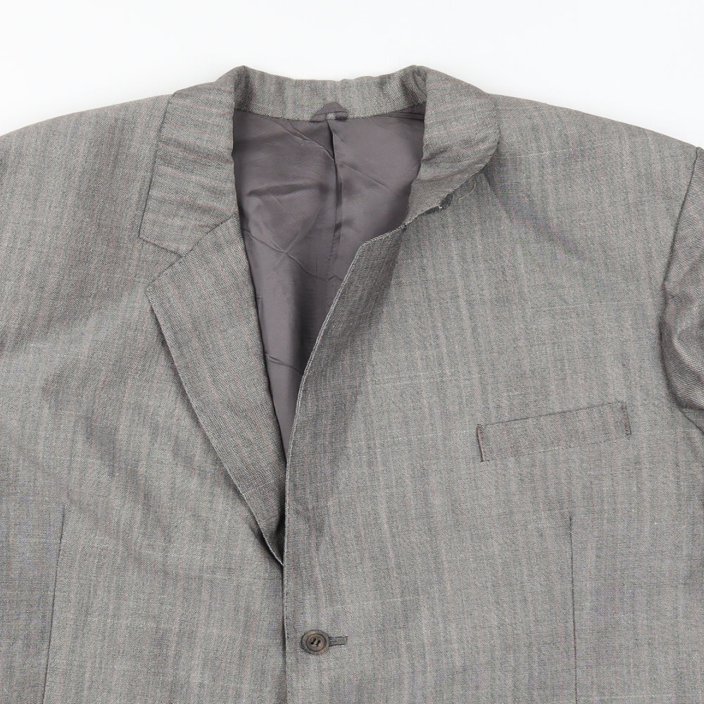 David Benedict Mens Grey Striped  Jacket Suit Jacket Size 44  - Pink