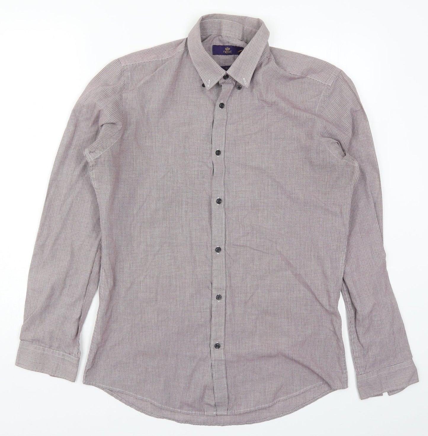NEXT Mens Red Check   Button-Up Size 15.5