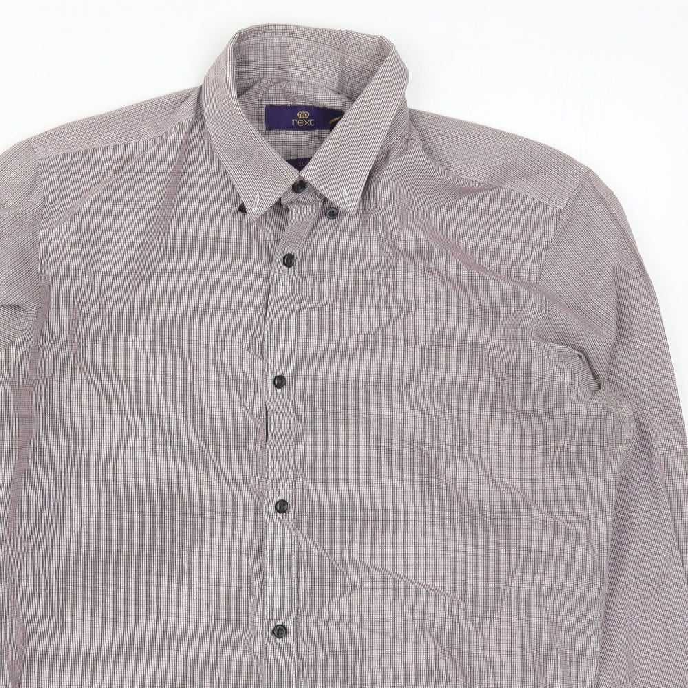 NEXT Mens Red Check   Button-Up Size 15.5