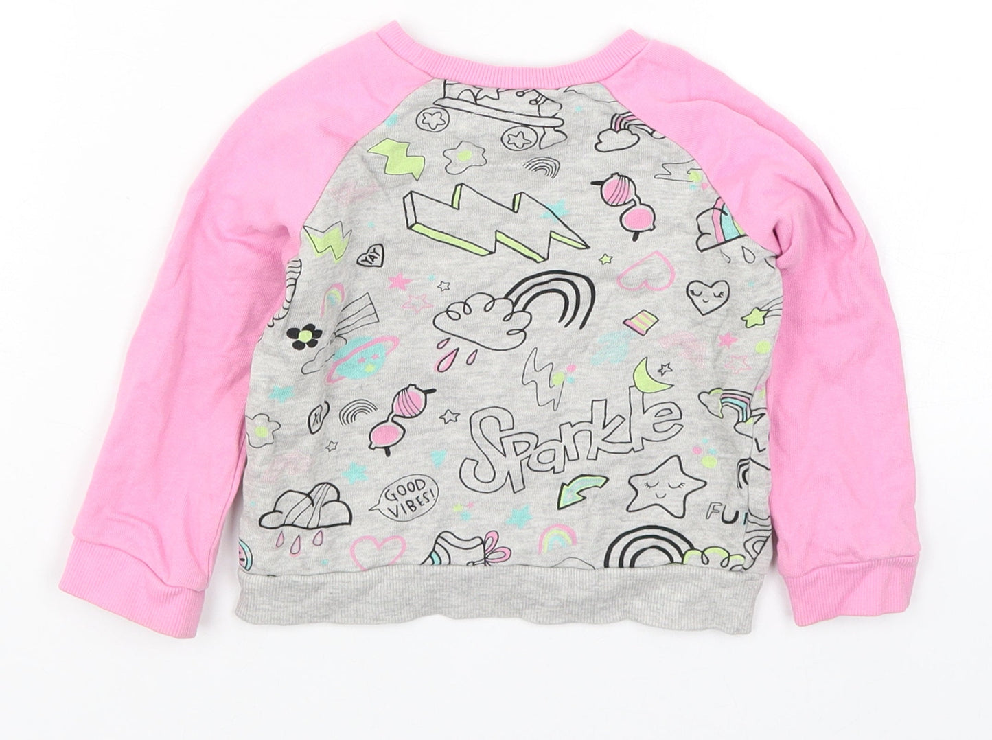 TU Girls Pink   Basic T-Shirt Size 12-18 Months  - Sparkle Good Vibes Roller Skates