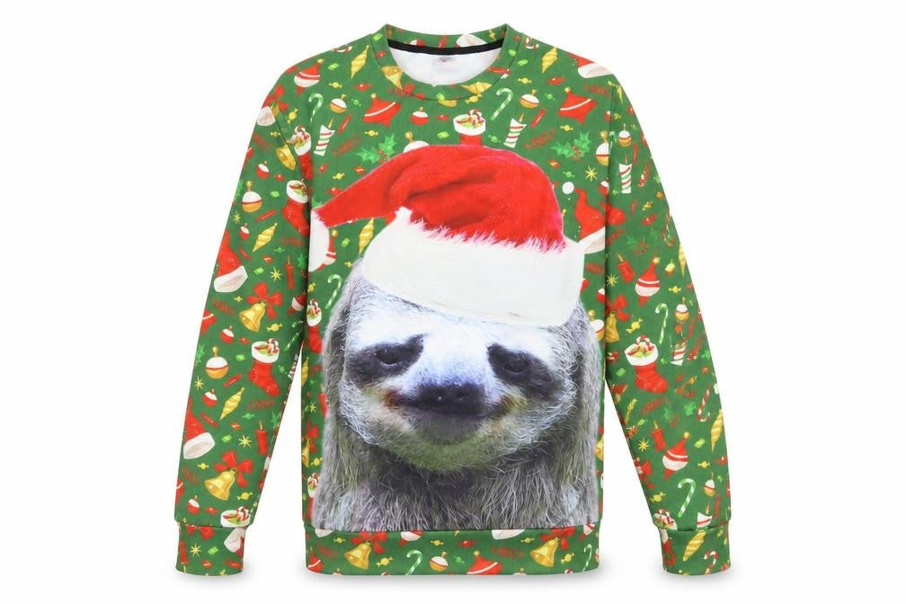 Pre-shrunk Mens Green Floral  Pullover Sweatshirt Size M  - Seasonal Christmas Festive Holiday