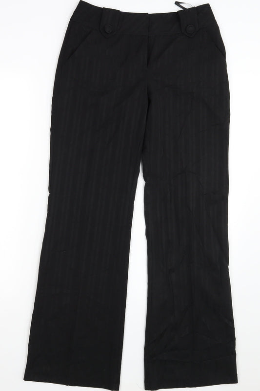 Dorothy Perkins Womens Black Striped  Dress Pants Trousers Size 6 L31 in