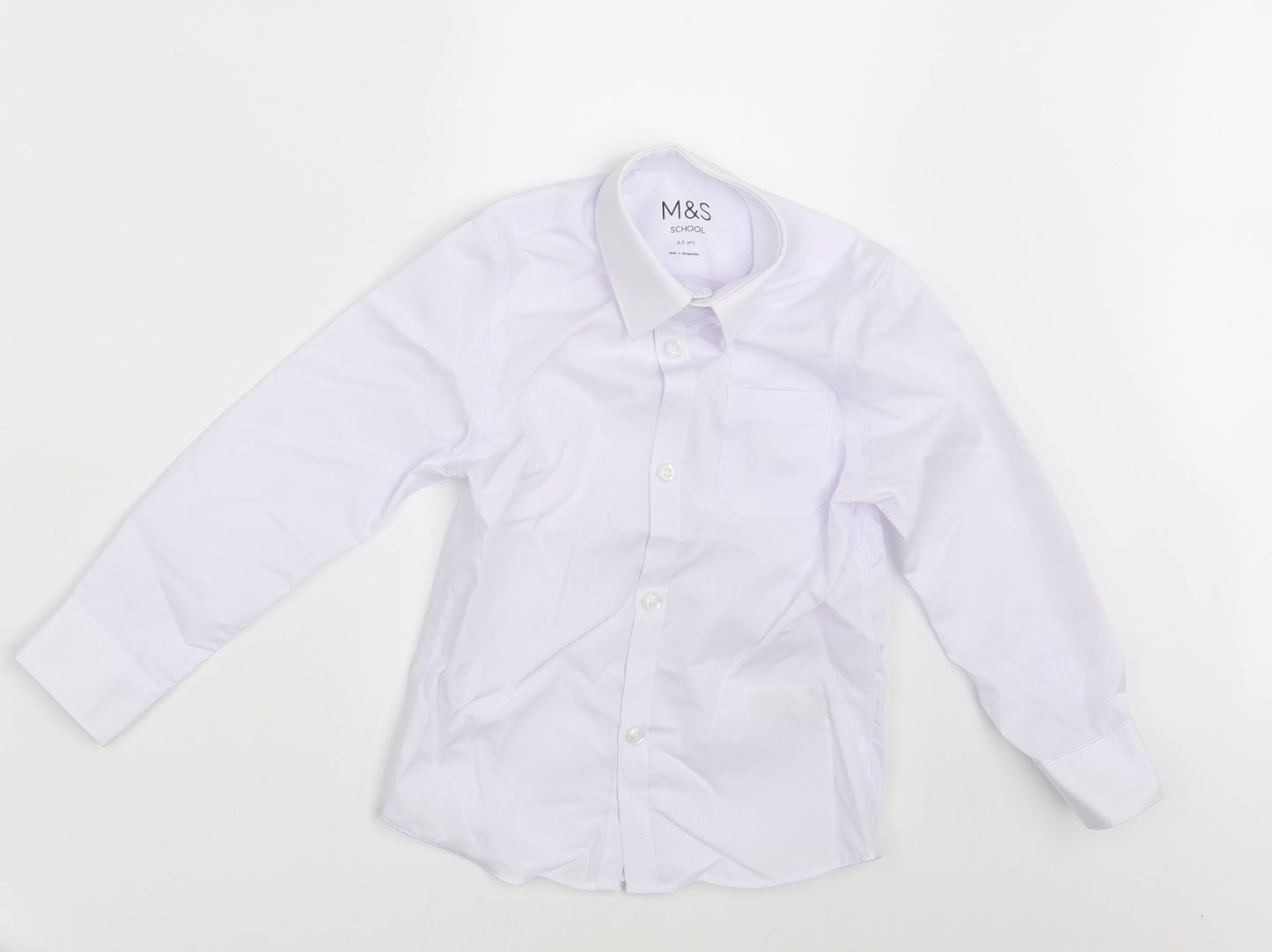 M&S Boys White   Basic Button-Up Size 4-5 Years