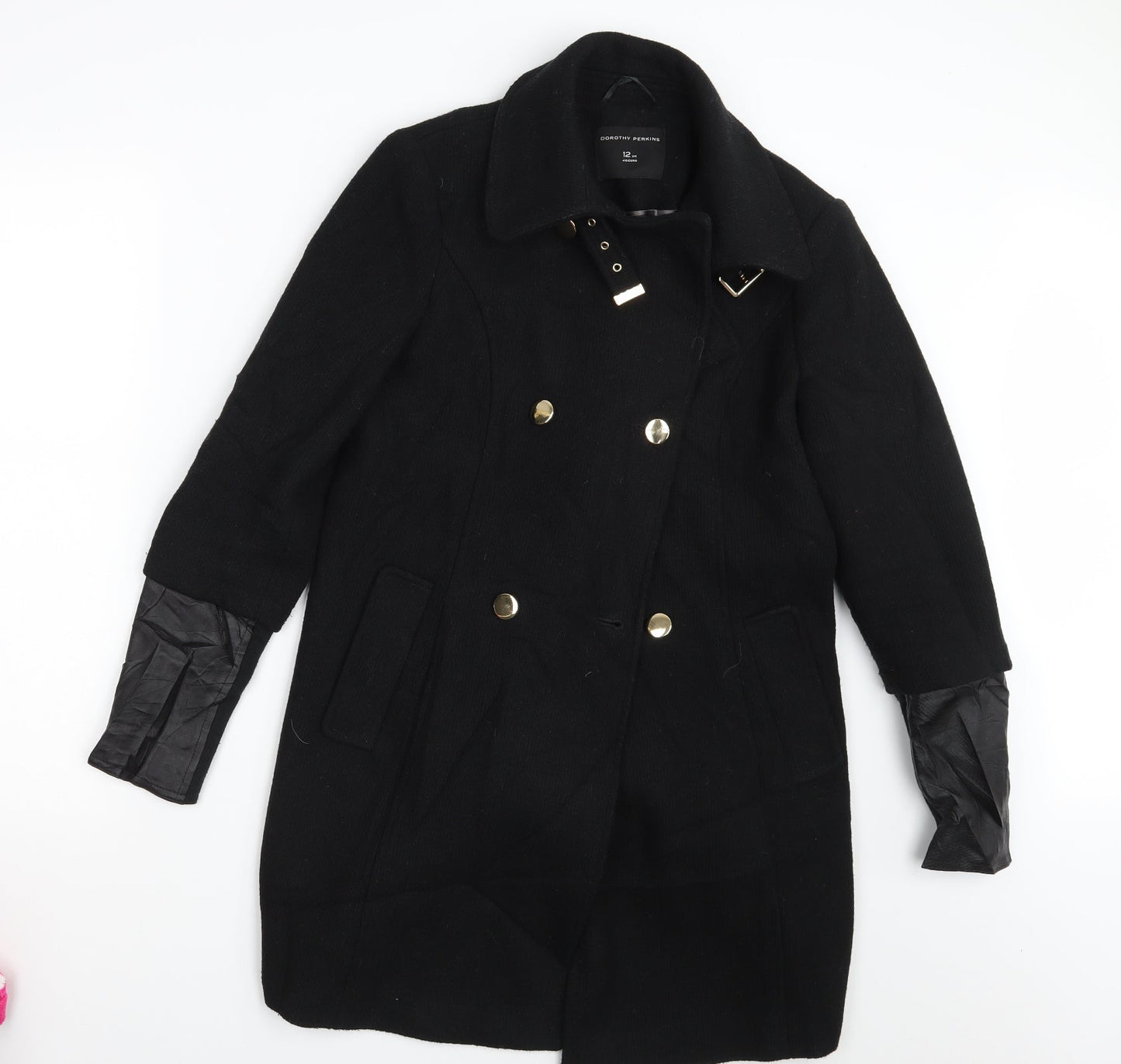 Dorothy Perkins Womens Black   Overcoat Coat Size 12