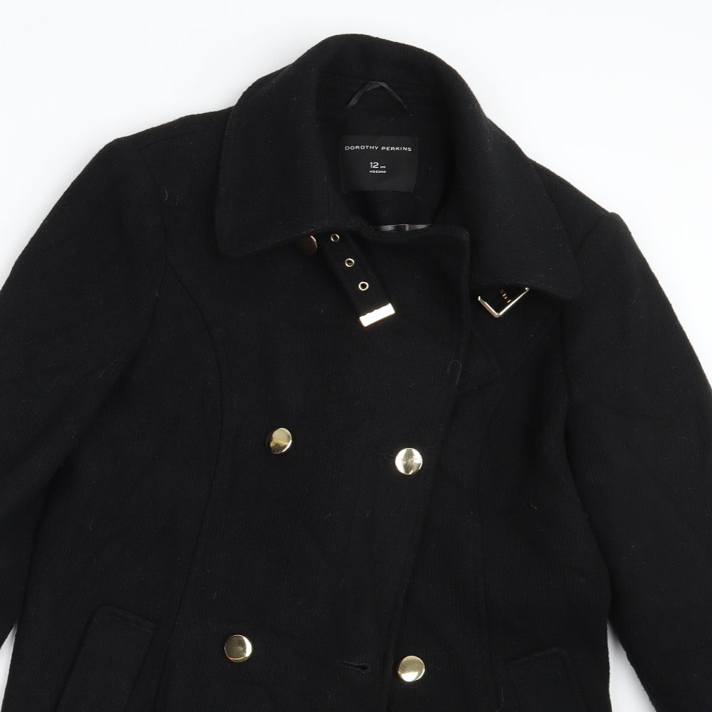 Dorothy Perkins Womens Black   Overcoat Coat Size 12