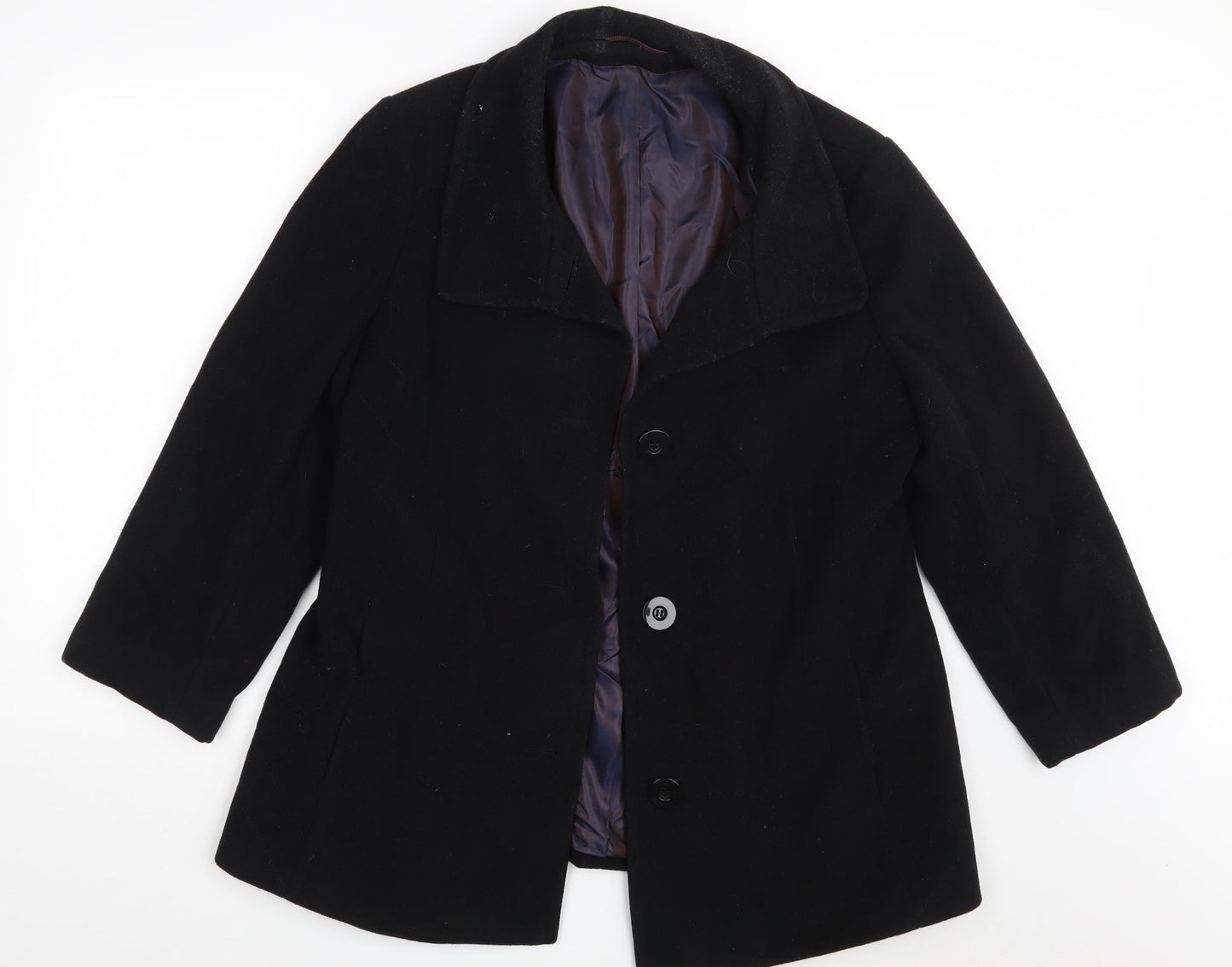 Marcona Womens Black   Overcoat Coat Size 16