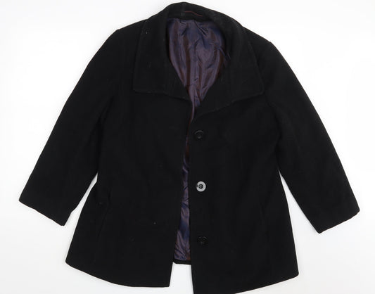 Marcona Womens Black   Overcoat Coat Size 16