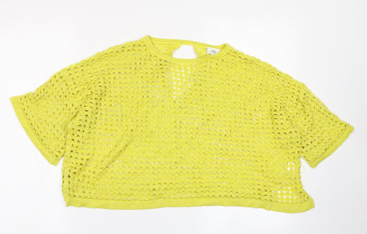 River Island Womens Yellow   Cropped T-Shirt Size M