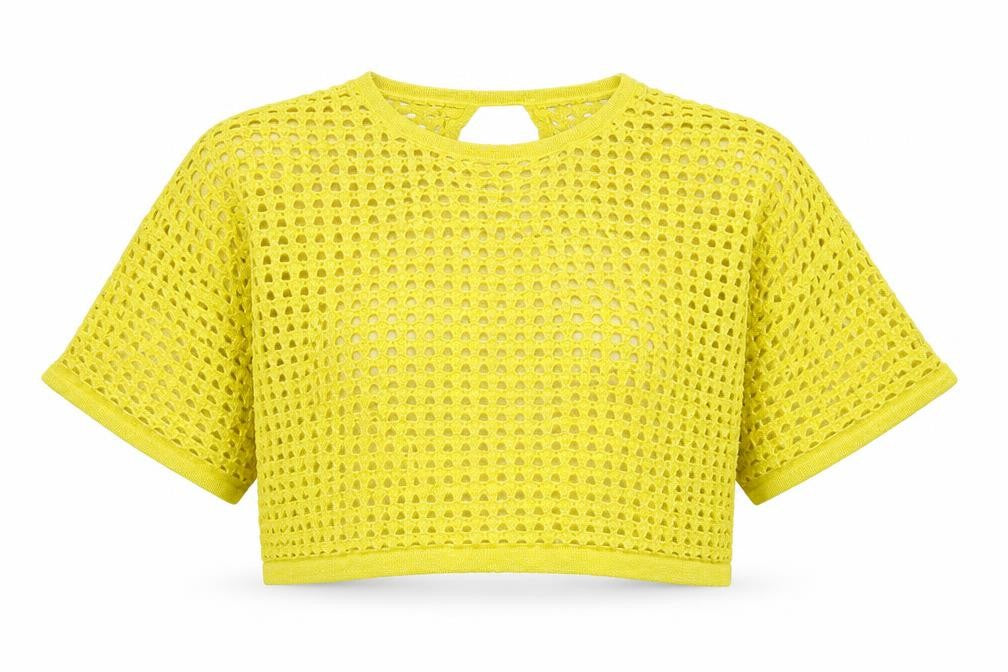 River Island Womens Yellow   Cropped T-Shirt Size M