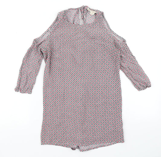Staring at Stars Womens Pink Argyle/Diamond  Basic Blouse Size S  - Cold Shoulder