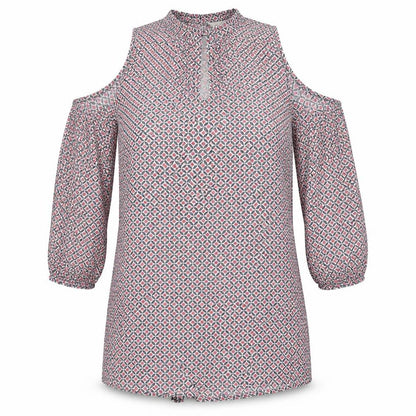 Staring at Stars Womens Pink Argyle/Diamond  Basic Blouse Size S  - Cold Shoulder
