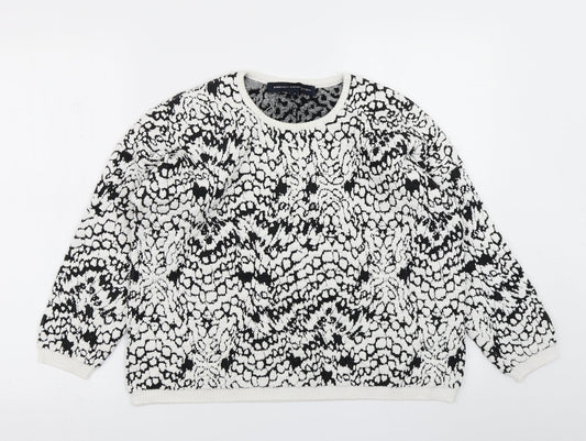 French Connection Womens Black Polka Dot  Pullover Sweatshirt Size S