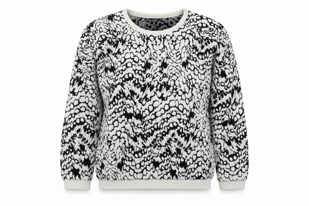 French Connection Womens Black Polka Dot  Pullover Sweatshirt Size S