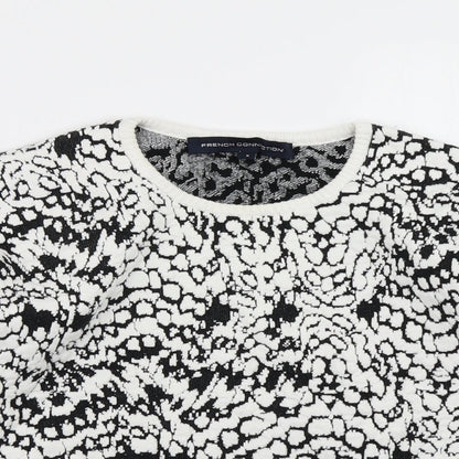 French Connection Womens Black Polka Dot  Pullover Sweatshirt Size S