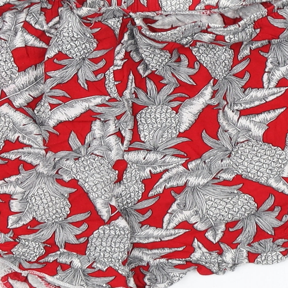 Lola May Womens Red Floral  Hot Pants Shorts Size 8