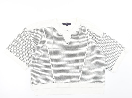 M&S Womens White Polka Dot Knit Pullover Jumper Size 14  - Cropped