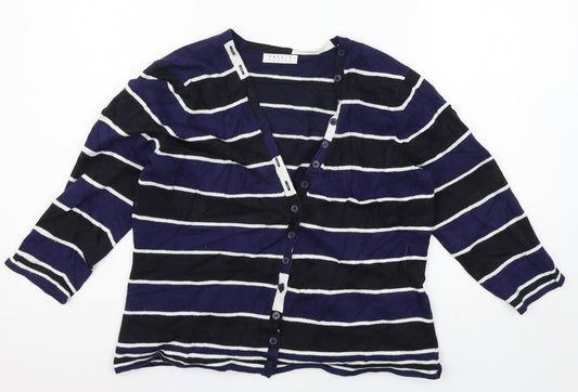 Precis Womens Blue Striped Knit Cardigan Jumper Size M