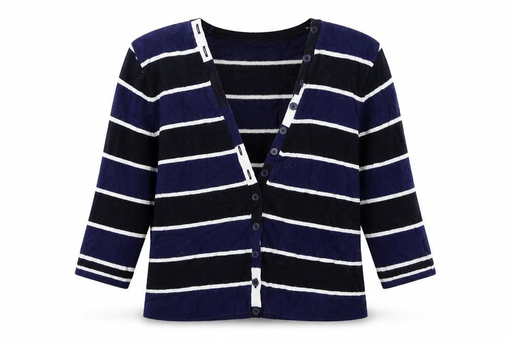 Precis Womens Blue Striped Knit Cardigan Jumper Size M