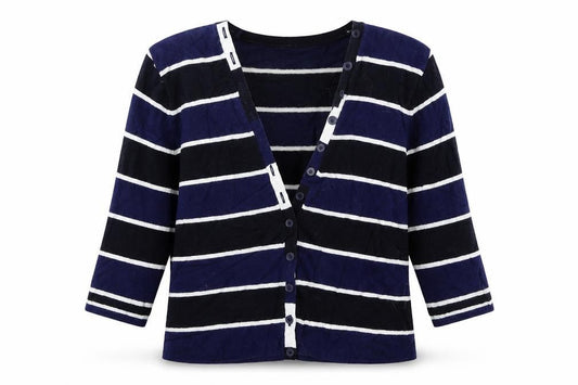 Precis Womens Blue Striped Knit Cardigan Jumper Size M