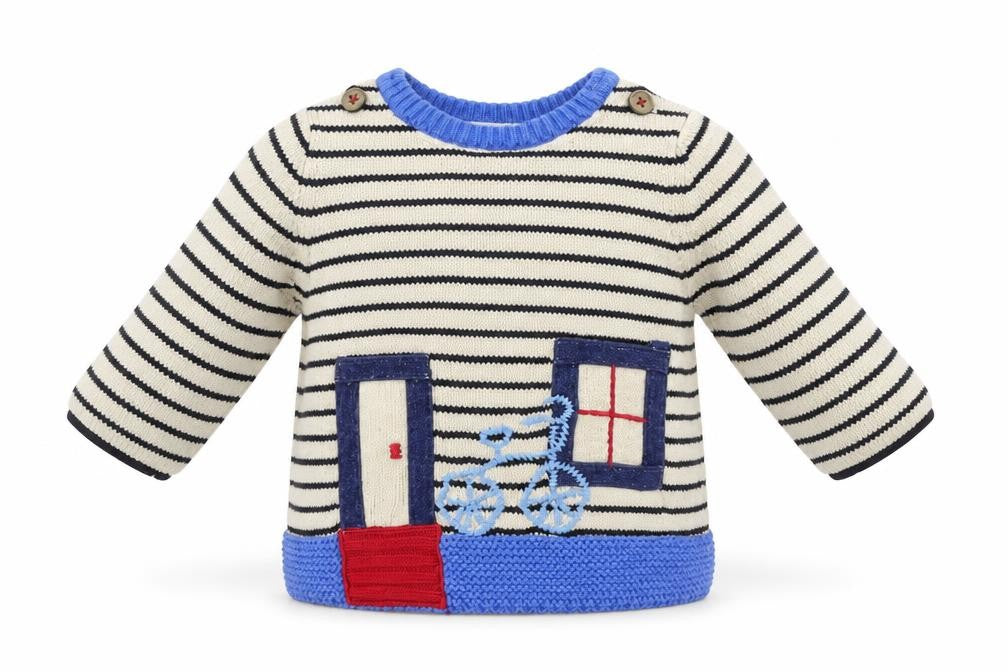 Next Boys Beige Striped Knit Pullover Jumper One Size  - bike