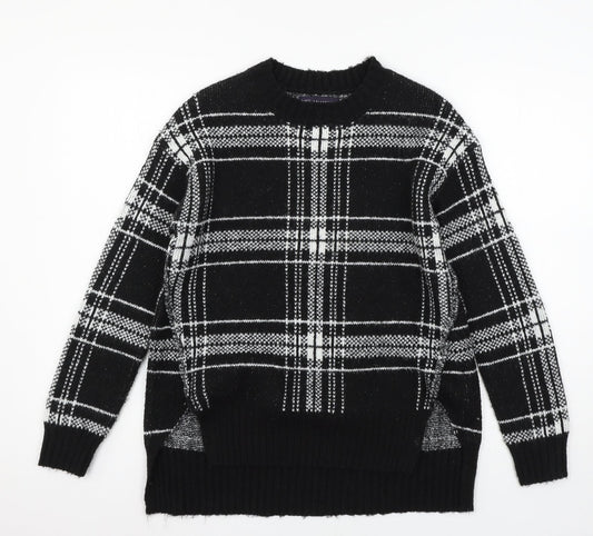 Marks and Spencer Womens Blue Check Knit Pullover Jumper Size S