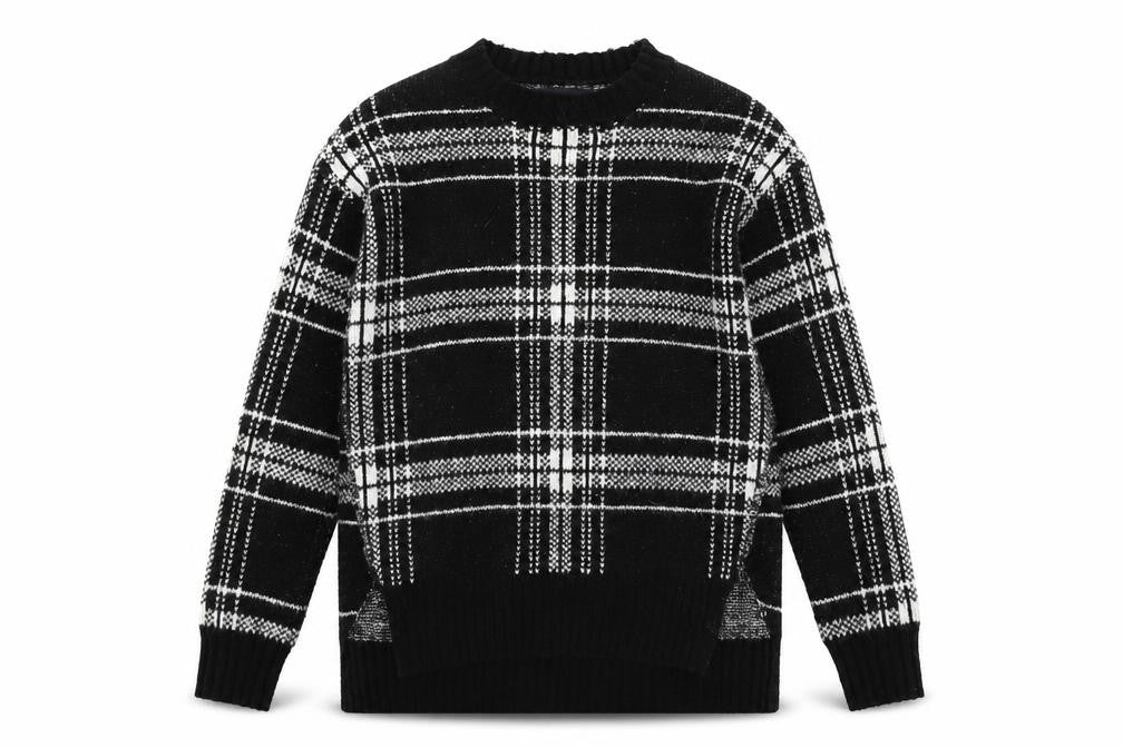 Marks & Spencer Womens Blue Check Knit Pullover Jumper Size S