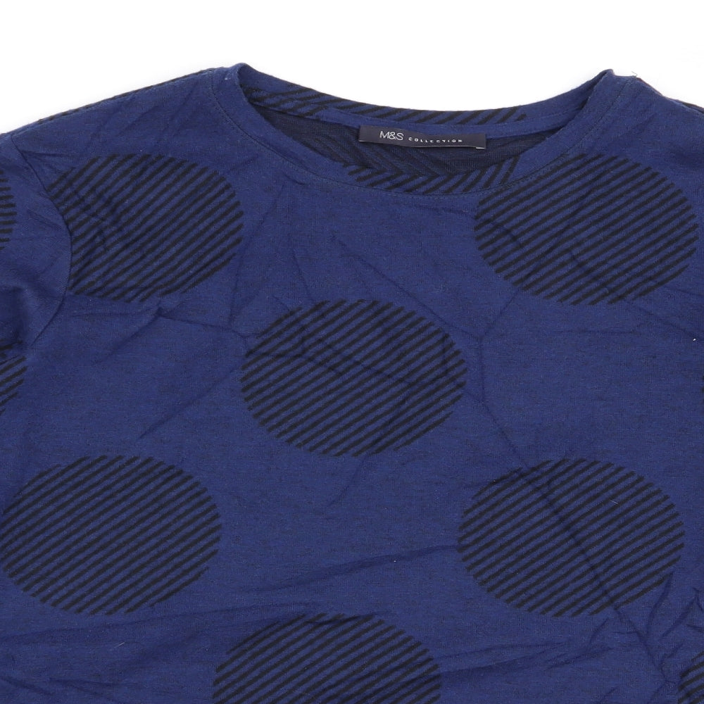 M&S Womens Blue Polka Dot  Basic T-Shirt Size 12