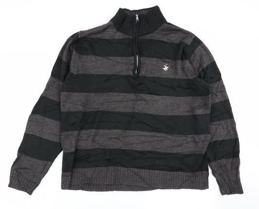 Beverly Hills Polo Club Mens Multicoloured Striped  Pullover Jumper Size M