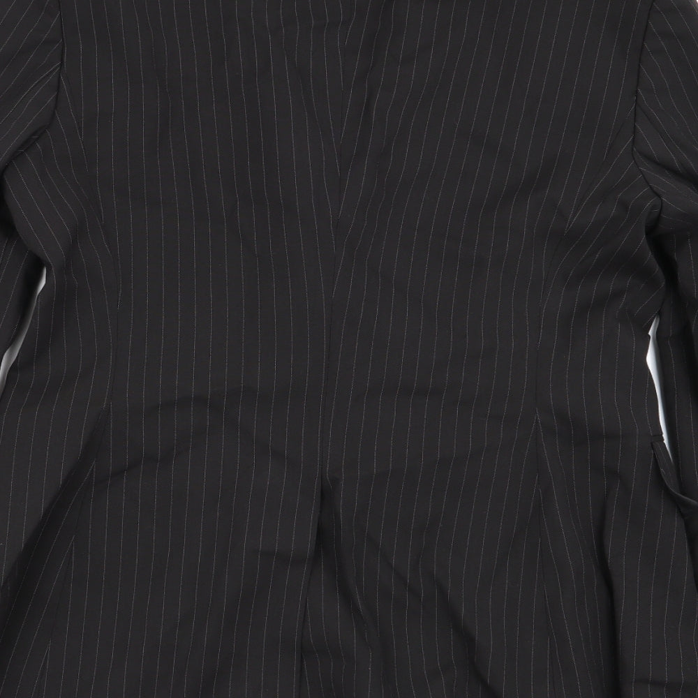 Preworn Womens Black Striped  Jacket Blazer Size 12
