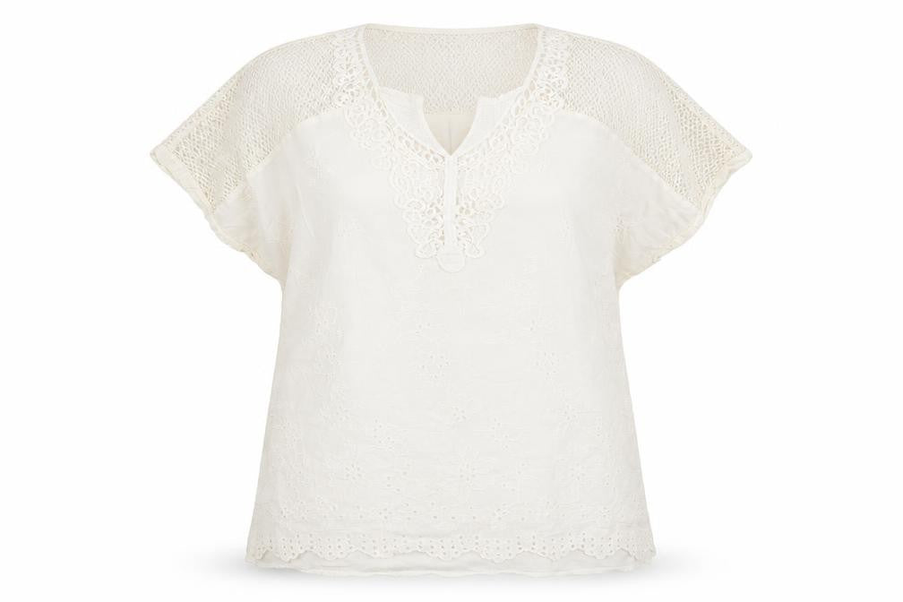 flotyday Womens White Floral  Basic Blouse Size XL