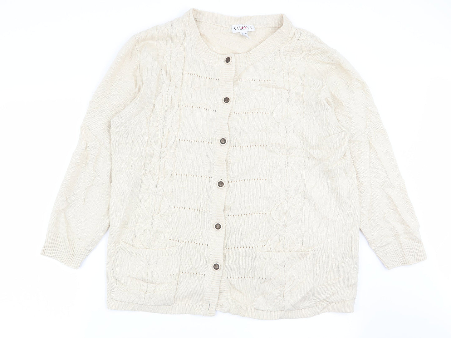 Vilona Womens Beige   Cardigan Jumper Size 18