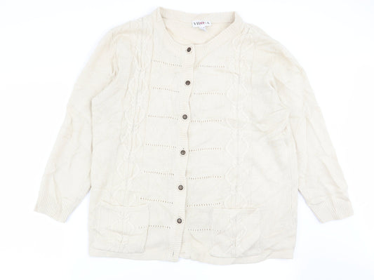 Vilona Womens Beige   Cardigan Jumper Size 18