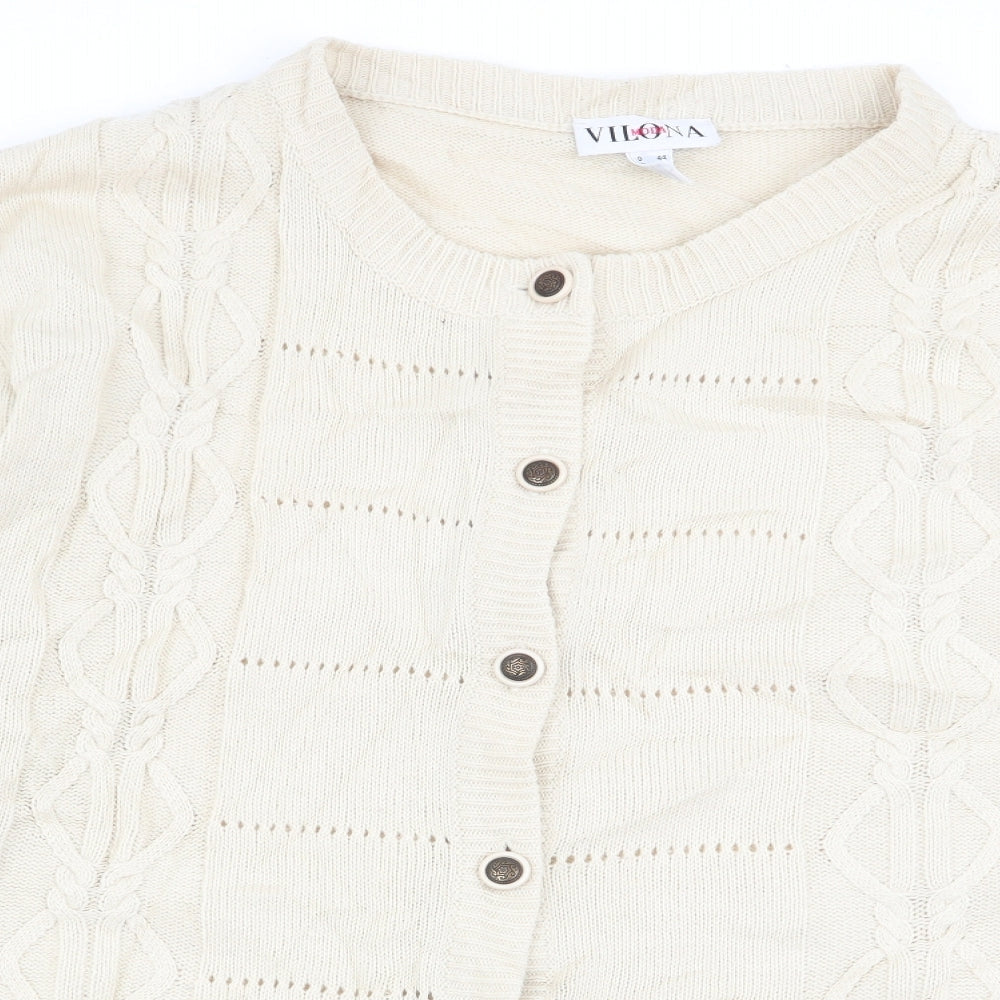 Vilona Womens Beige   Cardigan Jumper Size 18
