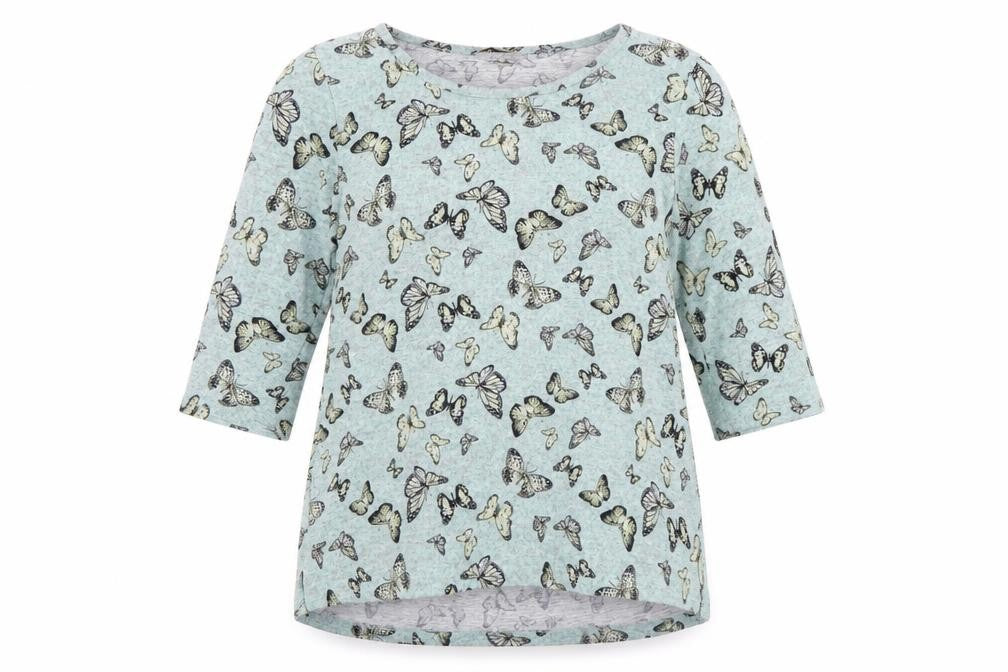 Originals Womens Blue Animal Print  Basic T-Shirt Size 14