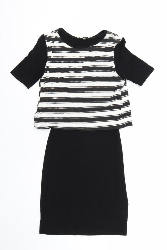 Innocence Womens Black Striped  T-Shirt Dress  Size 8