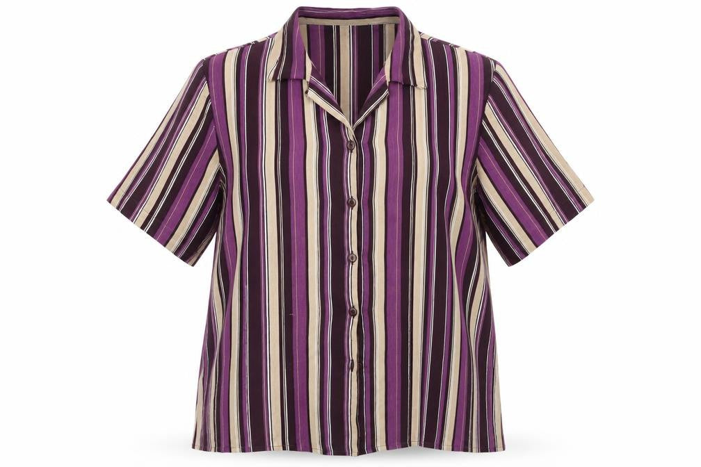Burktex Womens Purple Striped  Basic Button-Up Size 16