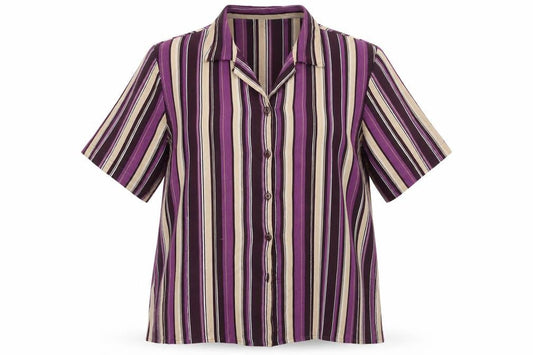 Burktex Womens Purple Striped  Basic Button-Up Size 16