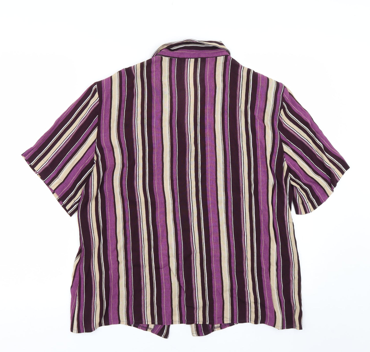 Burktex Womens Purple Striped  Basic Button-Up Size 16