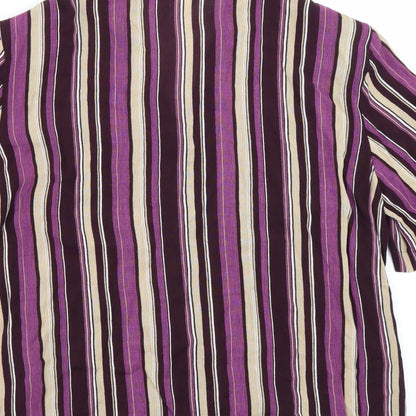 Burktex Womens Purple Striped  Basic Button-Up Size 16