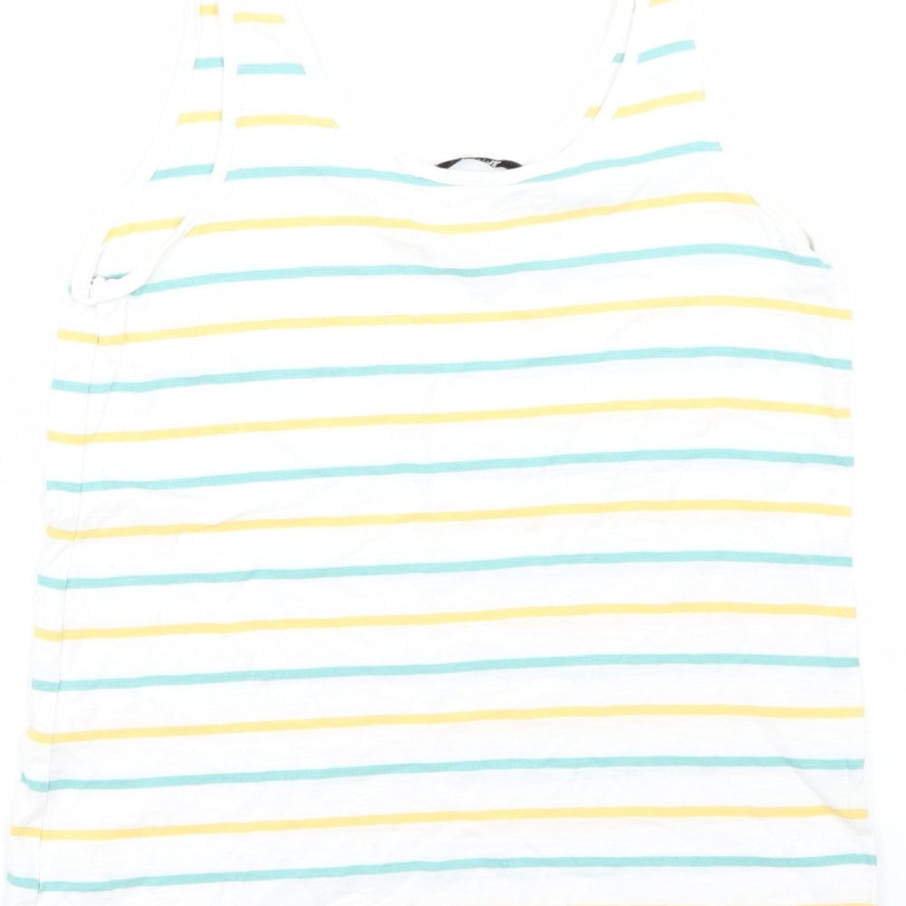TU Womens White Striped  Basic Tank Size 8