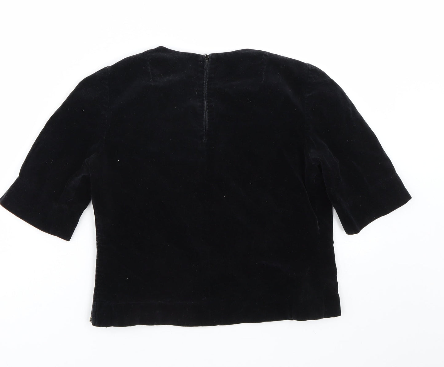 Preworn Womens Black  Velour Cropped T-Shirt Size S