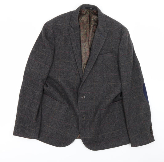 Cedar Wood State Mens Grey Herringbone  Jacket Suit Size L