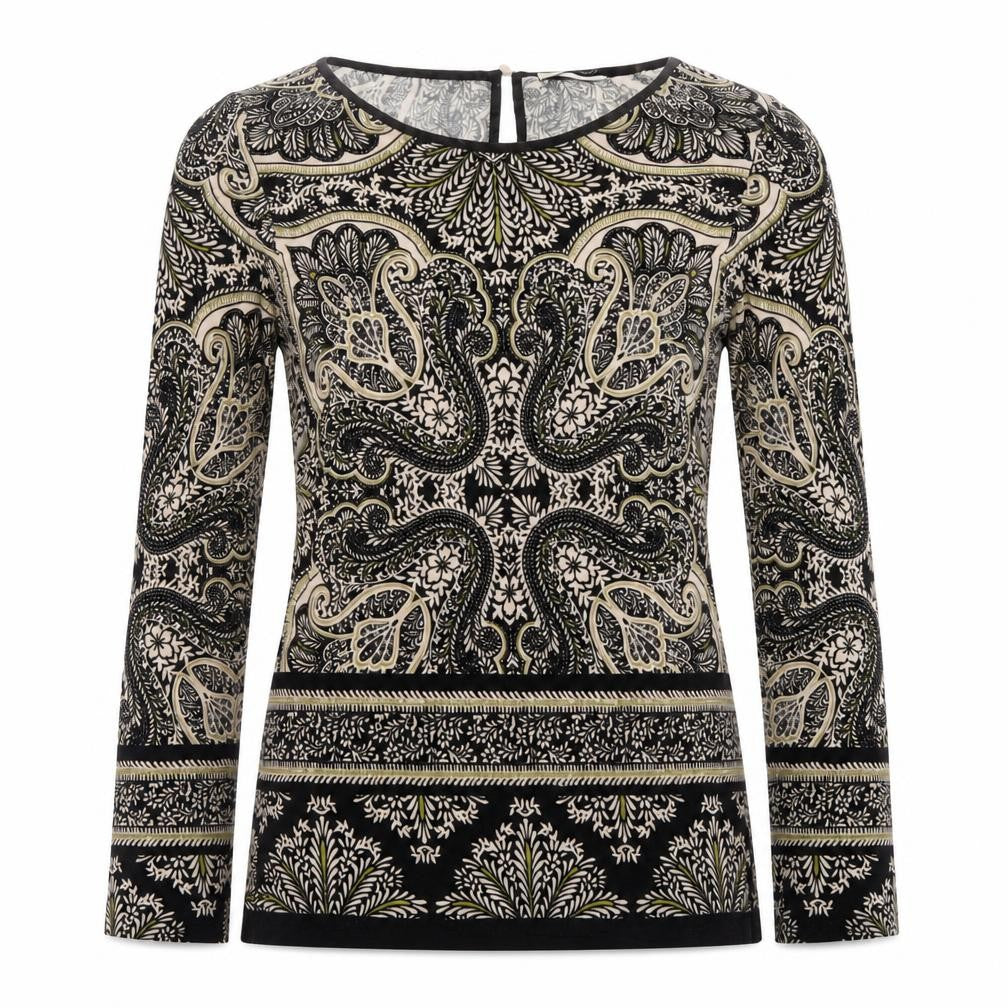 Oasis Womens Brown Paisley  Basic T-Shirt Size XS