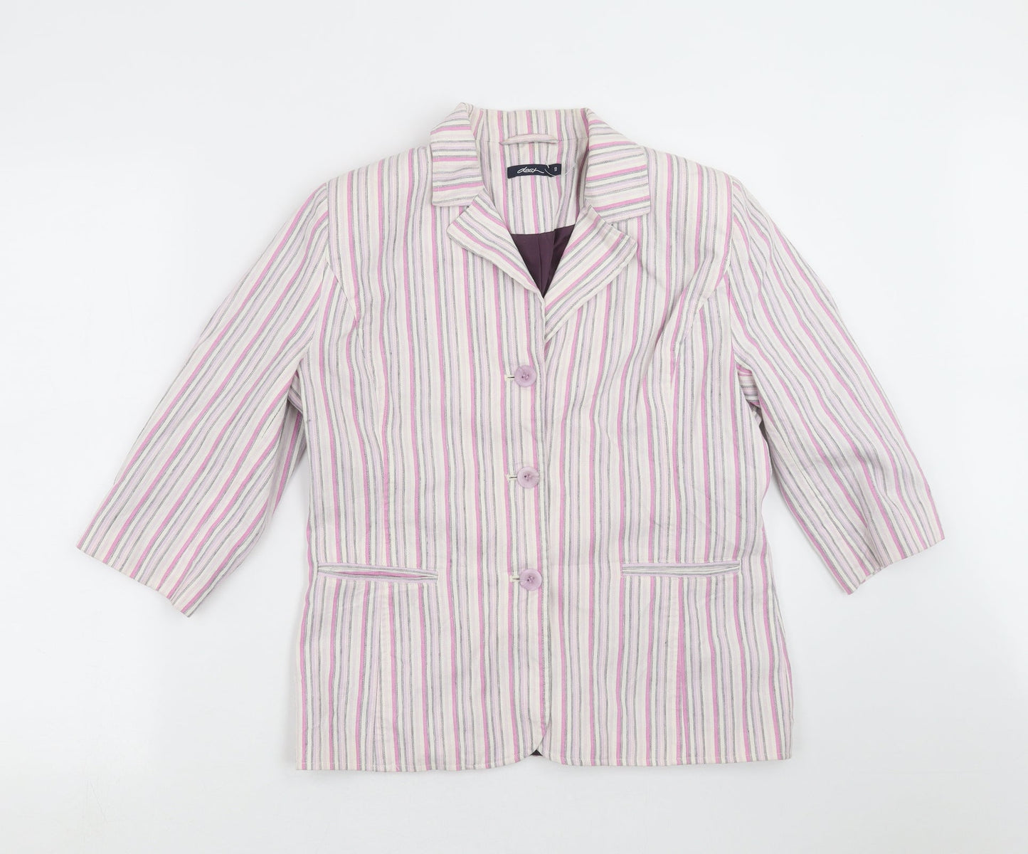 DASH Womens Pink Striped  Jacket Blazer Size 10