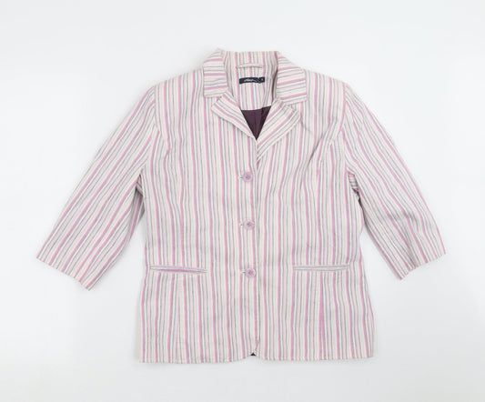 DASH Womens Pink Striped  Jacket Blazer Size 10